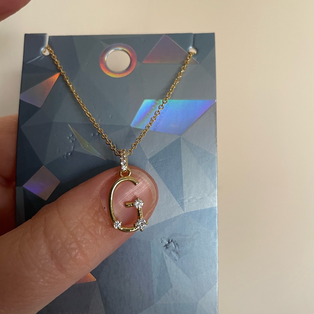 Anthropologie Pavé Monogram Necklace Letter G